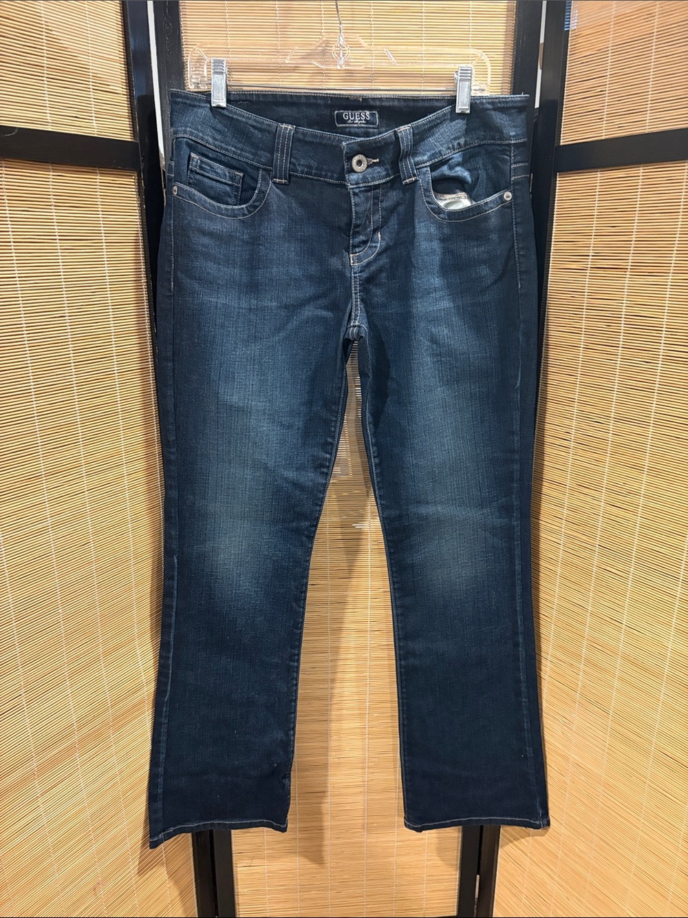 GUESS Women's Medium Dark Wash low rise Bootcut Jeans